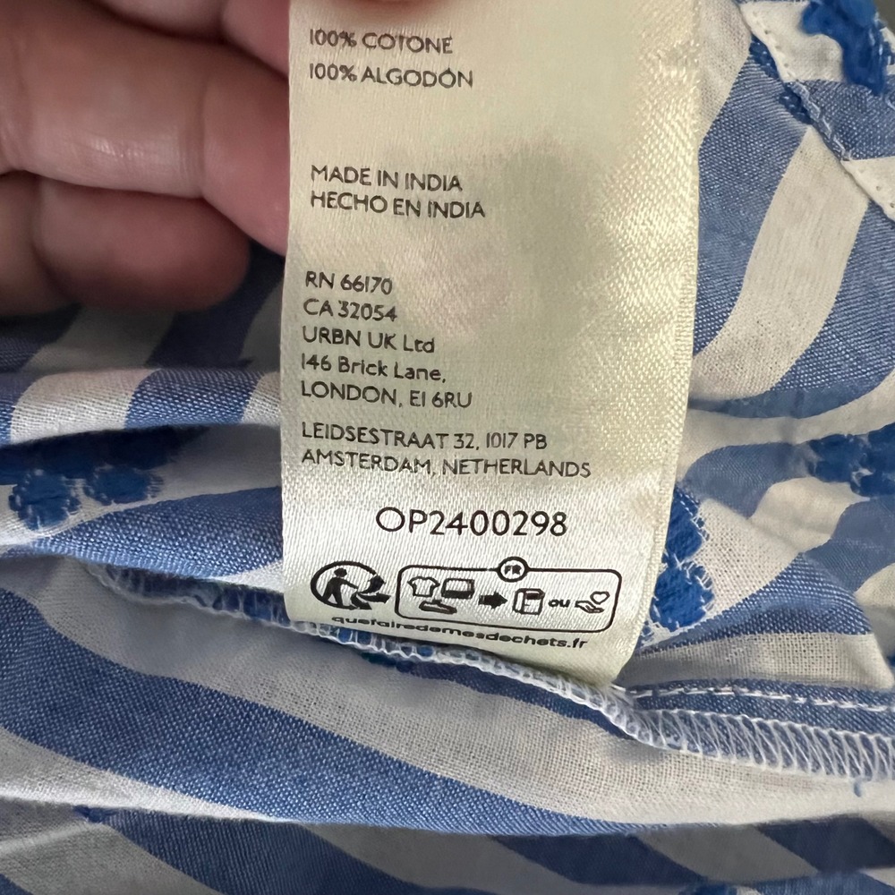 Anthropologie Pilcro Plus 3X Blue White Striped Tufted Button Down Top NEW - Picture 7 of 11